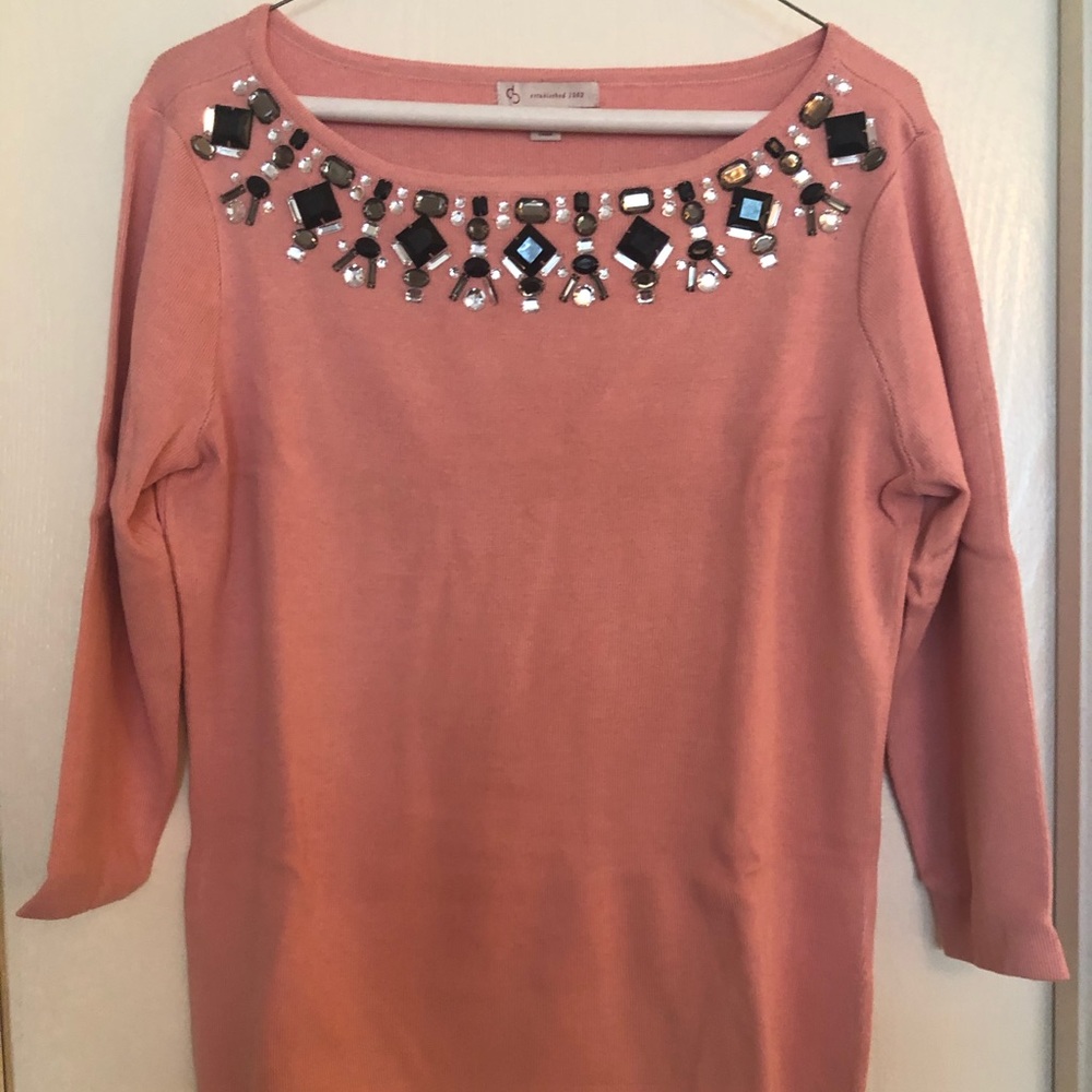 3/4 Sleeve Top with Beads/Stones